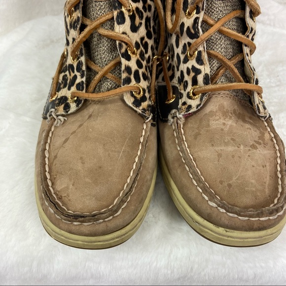 Sperry Top-sider Hikerfish Women's Brown Leopard Ankle BOOTS. Size 8M - Picture 6 of 13